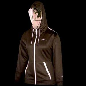 Habit brown and pink cedar branch hooded jackets